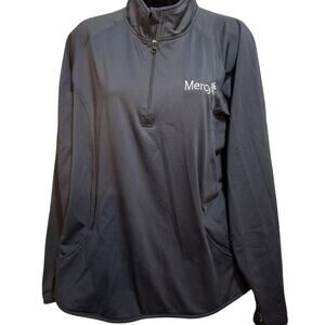 Sportek Pullover XL Gray Mercy Shirt Employee Top Partial Zip-up Has Thumb Holes